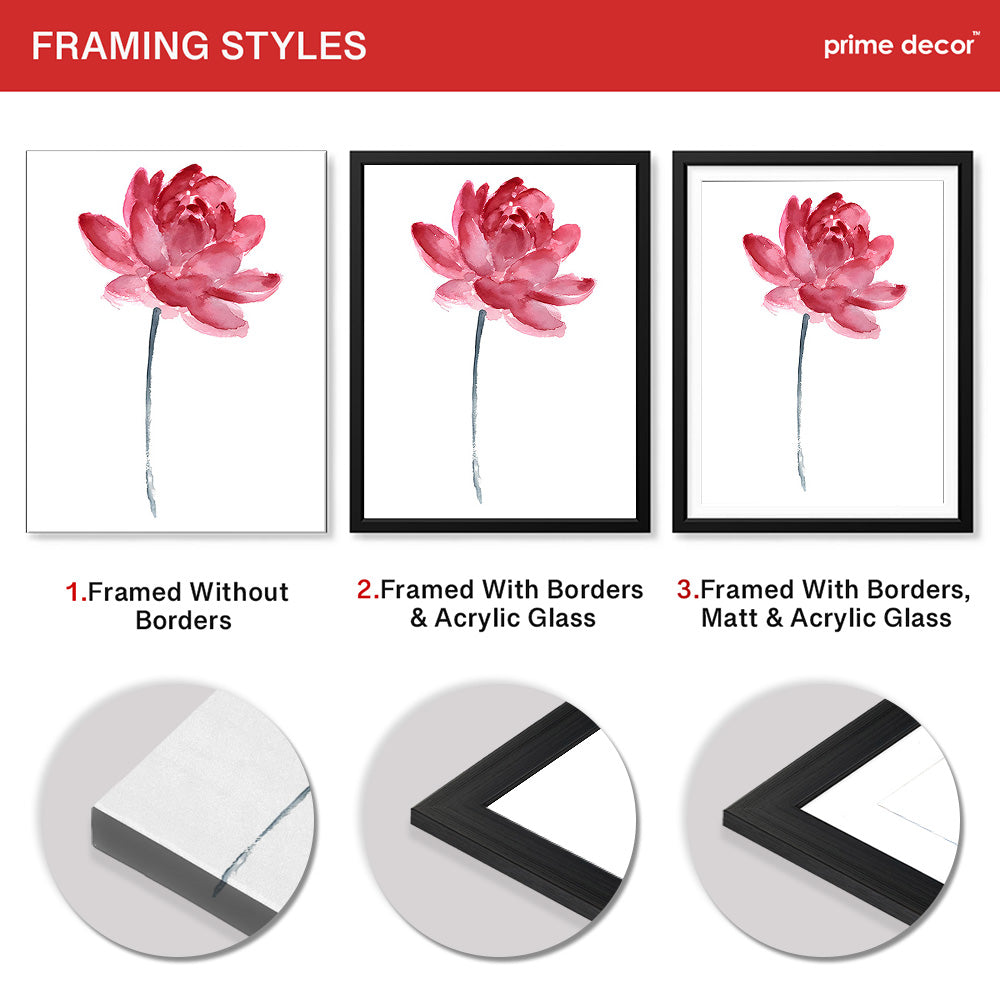 Beautiful Red Flower Paint Design Over White Background | Abstract Floral Artwork #0095 - Prime Décor
