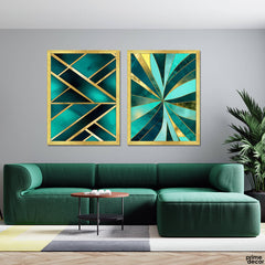 Mystic Marble Series - Emerald | (2 Panel) Abstract Wall Art