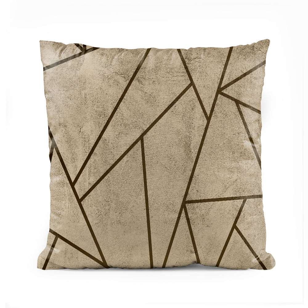 Beige With Black Geometric Pattern | Abstract Cushion #097 - Prime Décor