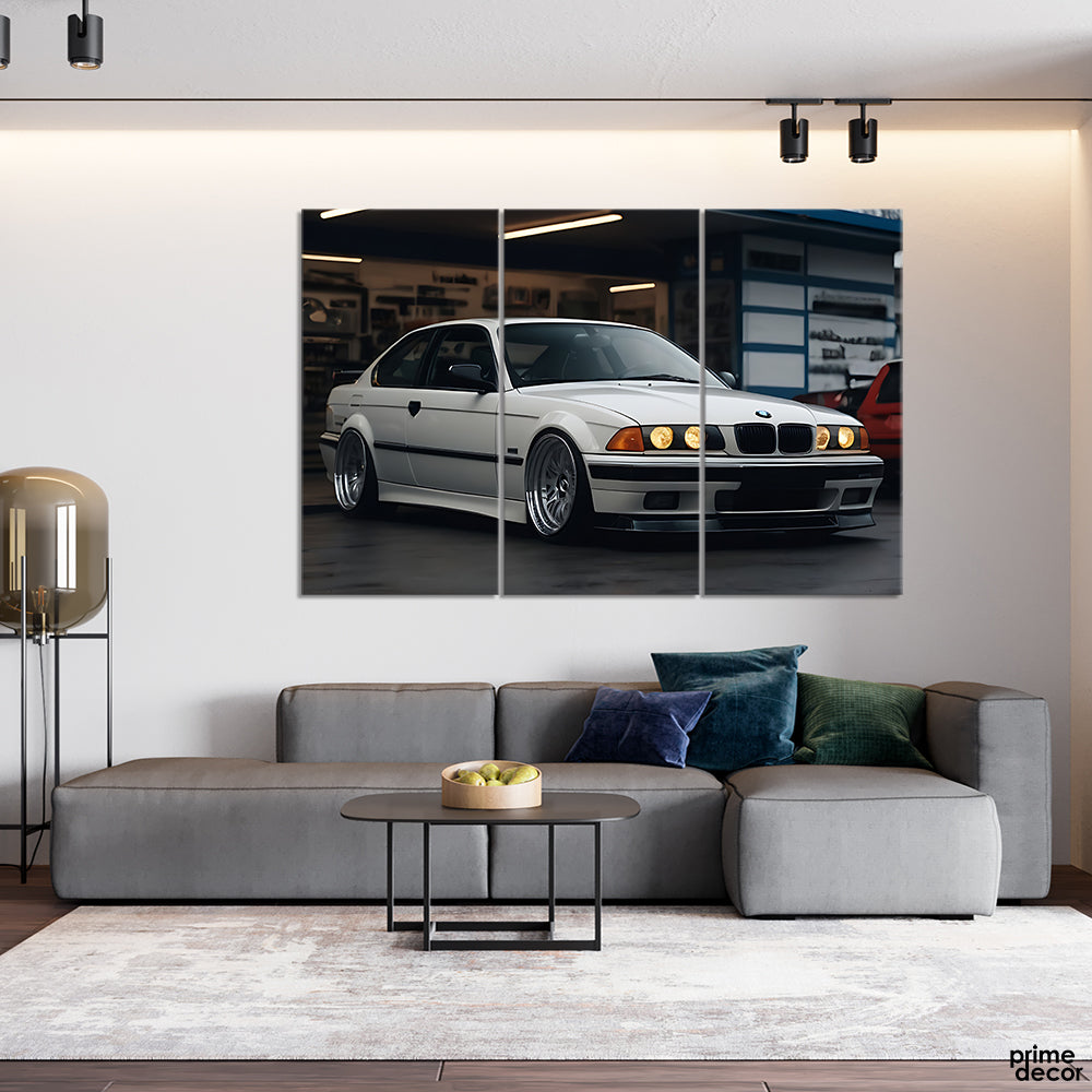 White Classic BMW Modified JDM (3 Panel) Cars Wall Art On Sale - Prime Décor