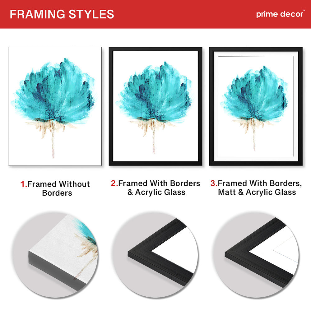 Beautiful Blue Flower Paint Art Over White Background | Abstract Floral Artwork #0097 - Prime Décor