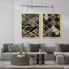 Mystic Marble Series - Charcoal | (2 Panel) Abstract Wall Art