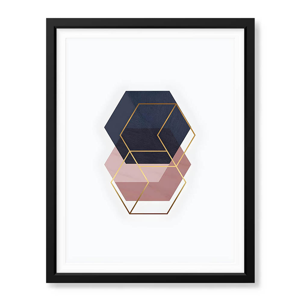 Blue & Beige Geometric Shapes Abstract Design | Abstract Office Artwork #0098 - Prime Décor