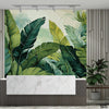 Green Exotic Leaves Over Light Background | Floral Wallpaper Mural