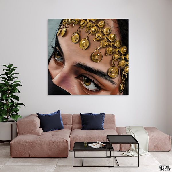 Traditional Arabic Women Face Artwork (Single Panel) Fashion Square Wall Art