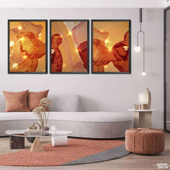 Abstract Orange & Gold Alcohol Ink Design (3 Panel) Abstract Wall Art - Prime Décor