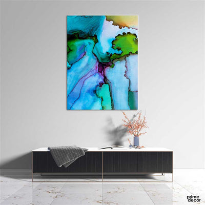 Abstract Blue Alcohol Ink (Single Panel) Abstract Wall Art - Prime Décor
