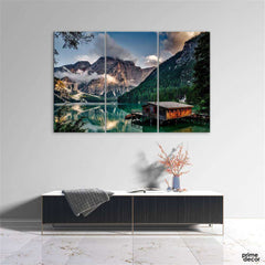 Beautiful Lake with Cottage (3 Panel) Nature Wall Art - Prime Décor