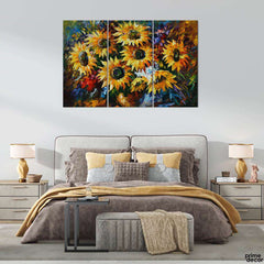 Amazing Sunflowers Oil Painting (3 Panel) Floral Wall Art - Prime Décor