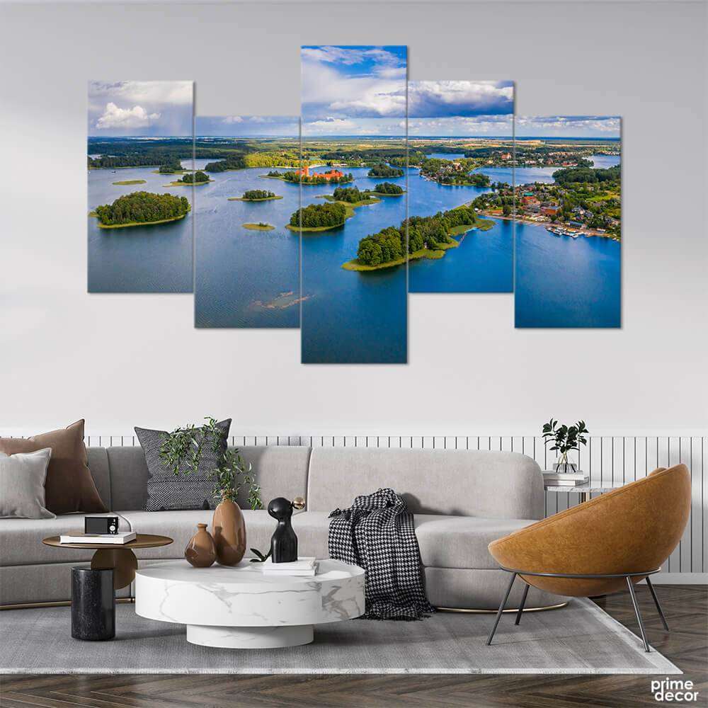 Archipelago in Blue Waters (5 Panel)Landscape Wall Art - Prime Décor
