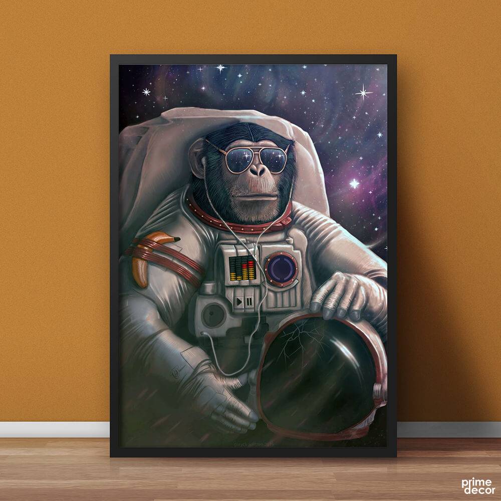 Astronaut Monkey in Space | Funny Poster Wall Art - Prime Décor
