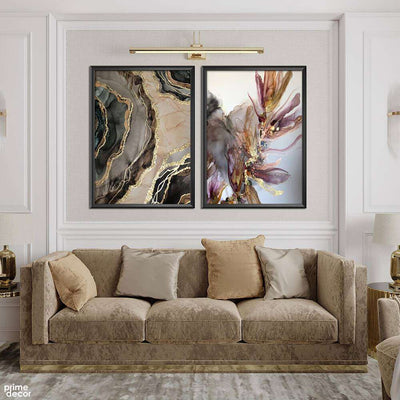 Beige & Gold Marble Fluid Design (2 Panel) Abstract Wall Art On Sale - Prime Décor