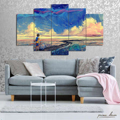 Bicycle Journey (5 Panel) Digital Painting Wall Art - Prime Décor