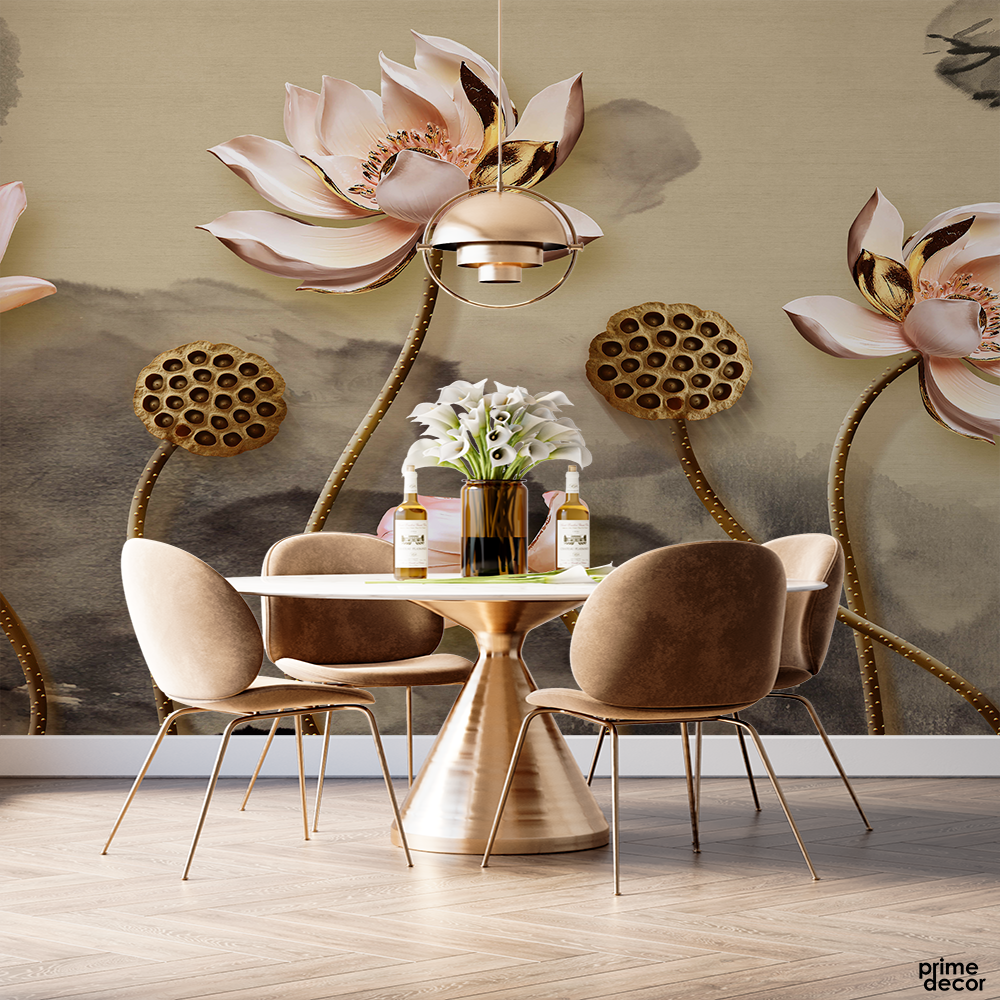 Brown And Pink Flower Background | Wallpaper Mural - Prime Décor
