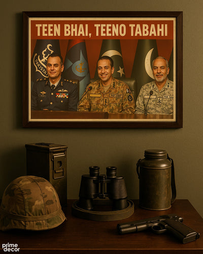 Teen Bhai Teeno Tabahi | Pak-Ind War 2025 | Army Poster Wall Art