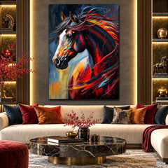 The Inferno Stallion (Single Panel) Digital Painting Wall Art