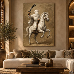 The White Desert Warrior – Majestic Arabian Horse (Single Panel) Digital Painting Wall Art