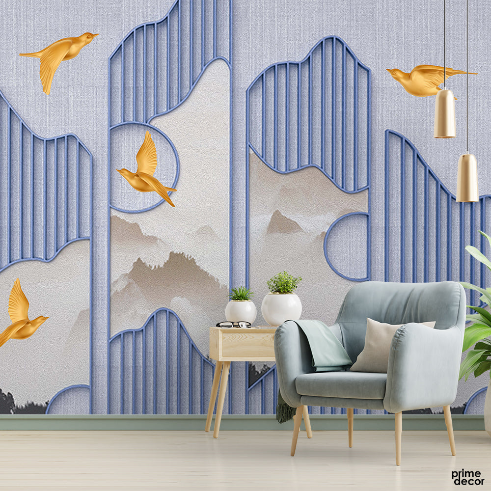 Chinese Crane Birds Background | Wallpaper Mural - Prime Décor