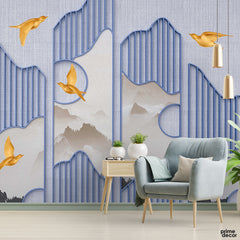 Chinese Crane Birds Background | Wallpaper Mural - Prime Décor