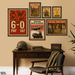 Vintage Style Posters Collection Pakistan Army 2025 (6 Panel) Complete Wall Art Setup