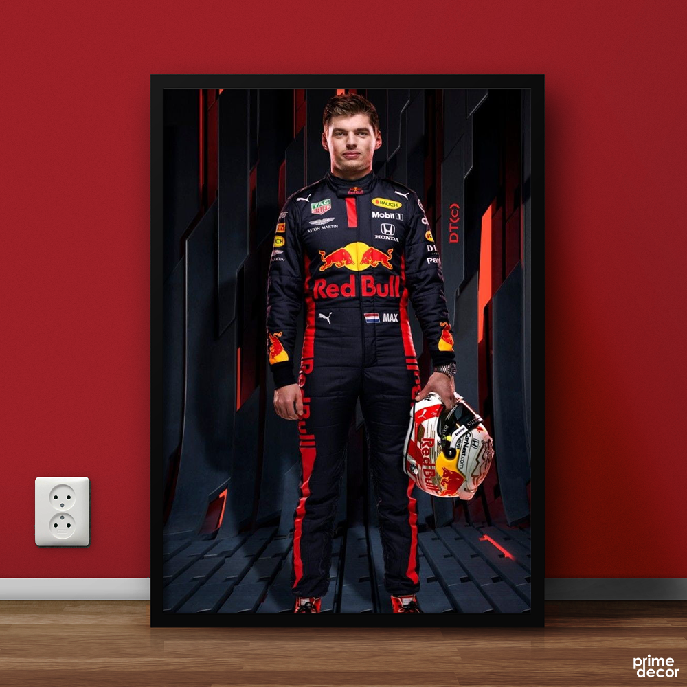 Max Verstappen with Helmet | Sports Poster Wall Art On Sale - Prime Décor