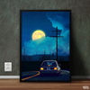 BMW E30 With Moon  | Car Poster Wall Art On Sale