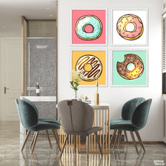 Colorful Donuts Poster Art (4 Panel) Food Poster Wall Art - Prime Décor