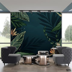 Gradient Tropical Leaves Wallpaper Mural - Prime Décor