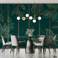 Green Floral Leaves Background Wallpaper Mural - Prime Décor