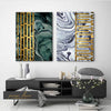 Green, Gold & White Fluid Style (2 Panel) Abstract Wall Art