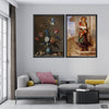 Lady & Vase of Flowers Oil Paint (2 Panel) Digital Wall Art On Sale