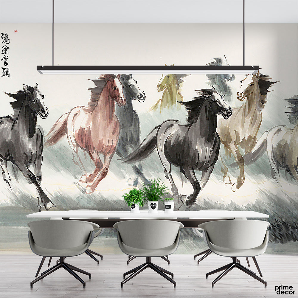 Running Horse Vector | Animal Wallpaper Mural - Prime Décor