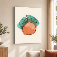 Orange & Green Paint Stroke Fruit Design | Abstract Food Artwork #00101