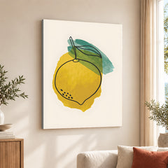 Gold & Green Paint Stroke Fruit Design | Abstract Food Artwork #00103