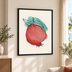 Red & Green Paint Stroke Fruit Design | Abstract Food Artwork #00104