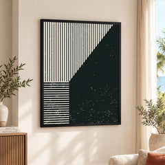 Beautiful Black Linear Design Over Black Background | Abstract Office Artwork #00112