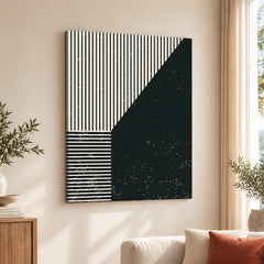 Beautiful Black Linear Design Over Black Background | Abstract Office Artwork #00112