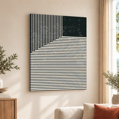 Beautiful Black Linear Design Over Black Background | Abstract Office Artwork #00113