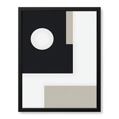 Beautiful Black & Grey Design With White Moon Shape | Abstract Office Artwork #00114