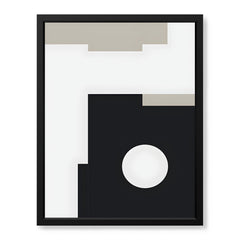 Beautiful Black & Grey Design With White Moon Shape | Abstract Office Artwork #00115
