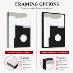 Beautiful Black & Grey Design With White Moon Shape | Abstract Office Artwork #00115