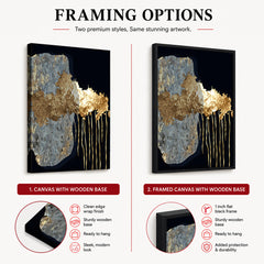 Dark Blue Grey & Gold Metallic Design | Abstract Office Artwork #0012