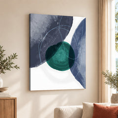 Dark Blue & Green Abstract Design Over White Background | Abstract Office Artwork #00121
