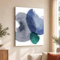 Black Blue & Green Abstract Design Over White Background | Abstract Office Artwork #00122