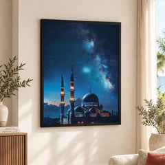 Beautiful Mosque In A Starry Night View | Abstract Islamic Artwork #00123