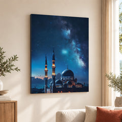 Beautiful Mosque In A Starry Night View | Abstract Islamic Artwork #00123