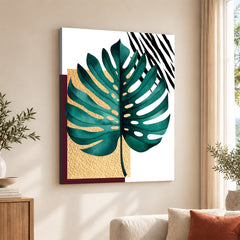 Beautiful Tropical Leave Over White & Black Background | Abstract Floral Artwork #00124