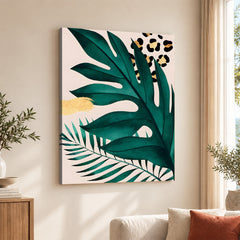 Beautiful Tropical Leave Over White & Black Background | Abstract Floral Artwork #00126
