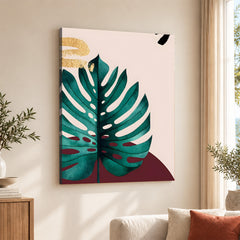 Beautiful Tropical Leave Over Beige Background | Abstract Floral Artwork #00127