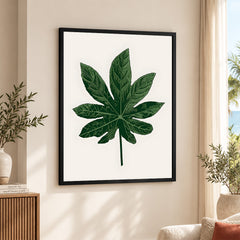 Beautiful Tropical Leave Over Beige Background | Abstract Floral Artwork #00128